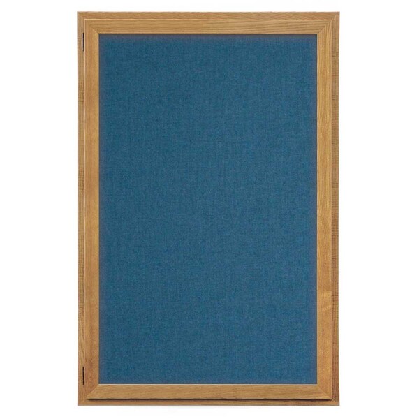 United Visual Products Indoor Enclosed Combo Board, 72"x36", Satin Frame/Blue & Medium Grey UVCB7236-BLUE-MEDGRY - main